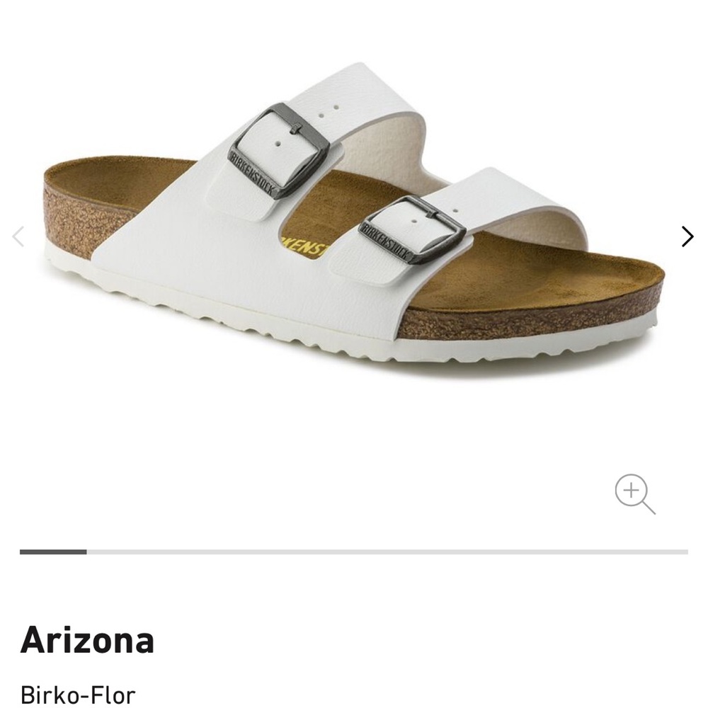 Birkenstock: Arizona Birko-Flor Color: white Size: Women 9 Men 7  Reg/Wide